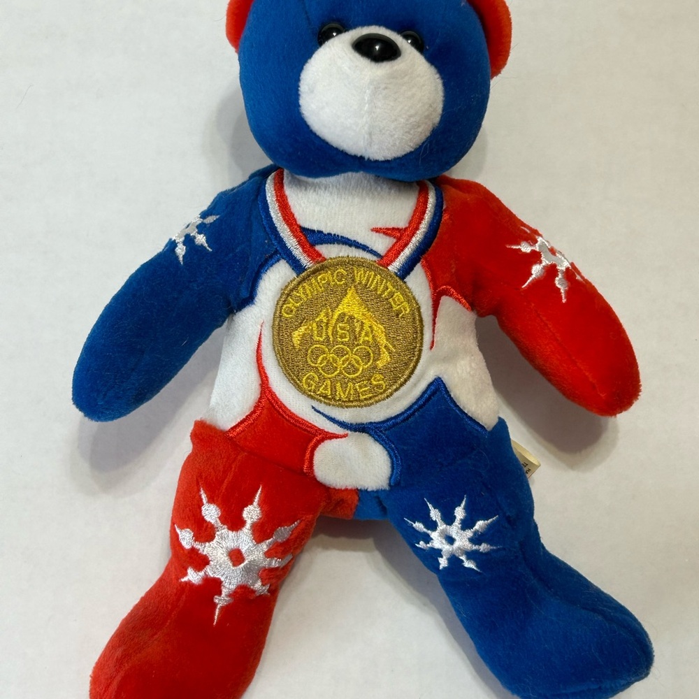 USA Team Bears - Red, White, and Blue 2002 Olympic plush bear.